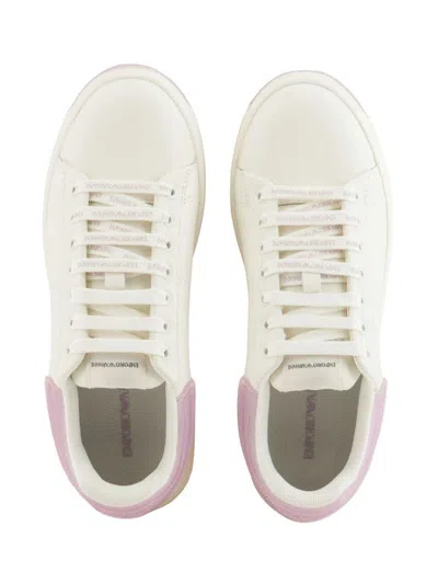 Shop Ea7 Emporio Armani Logo Leather Sneakers In Lilac