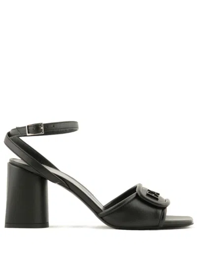 Shop Ea7 Emporio Armani Leather Sandals In Black