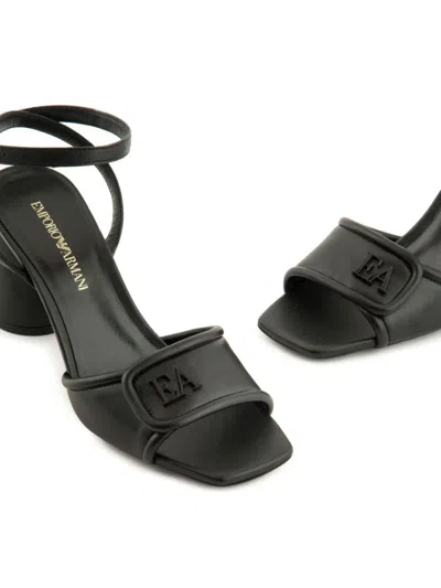 Shop Ea7 Emporio Armani Leather Sandals In Black