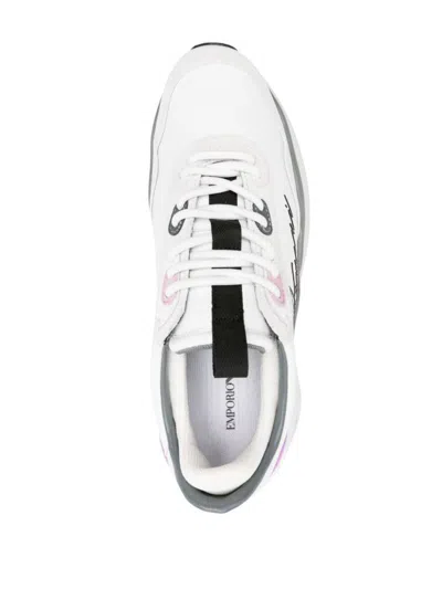Shop Ea7 Emporio Armani Logo Leather Sneakers In Pink