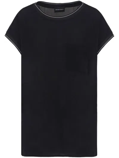 Shop Emporio Armani Bow Detail Blouse In Black