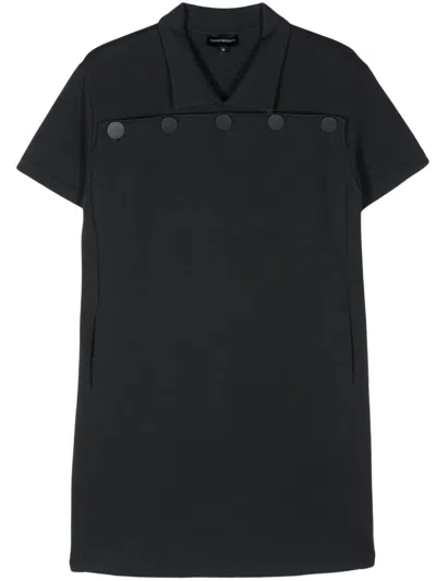 Shop Emporio Armani Cotton Shirt Dress In Blue
