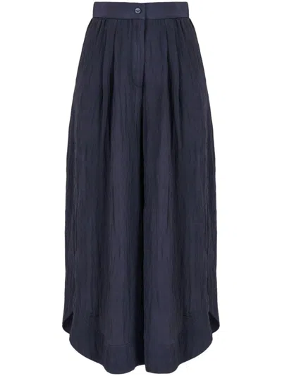 Shop Emporio Armani Crepe Midi Skirt In Blue