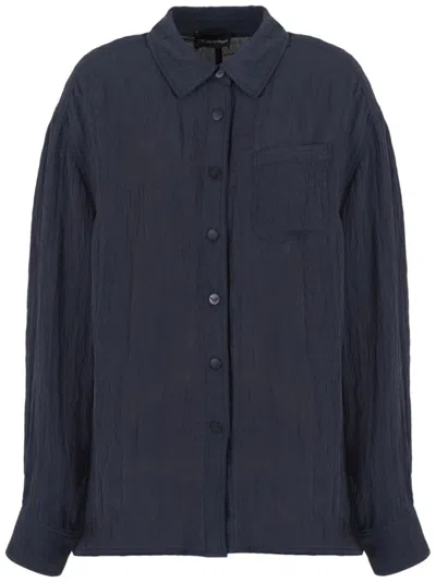 Shop Emporio Armani Crepe Longsleeves Shirt In Blue