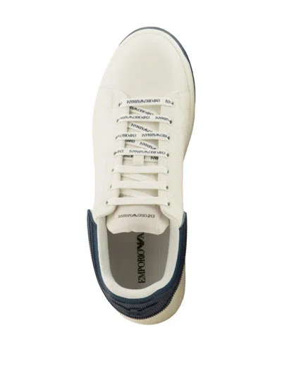 Shop Emporio Armani Leather Sneakers In Blue