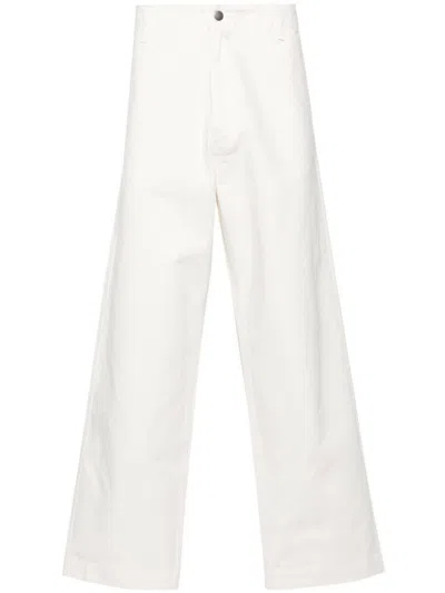 Shop Emporio Armani Organic Cotton Trousers In White