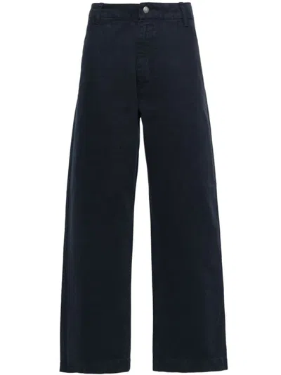 Shop Emporio Armani Organic Cotton Trousers In Blue