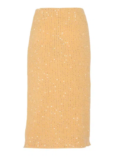 Fabiana Filippi Sequin-embellished Knitted Skirt In Arancione