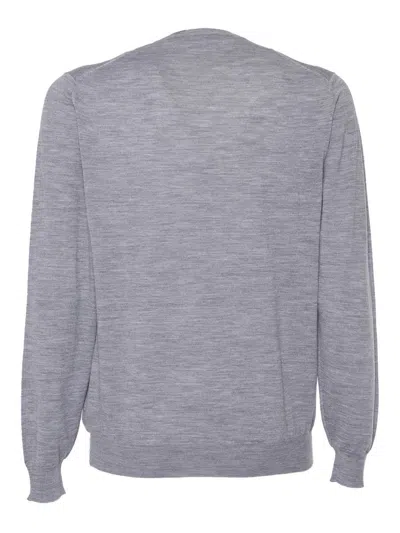 Fedeli Gray Pullover In Cool Wool In Multicolor