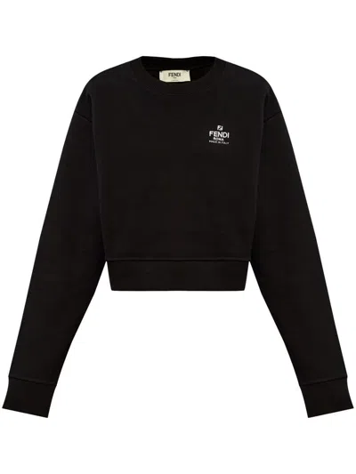Shop Fendi Roma Crewneck Sweatshirt In Black