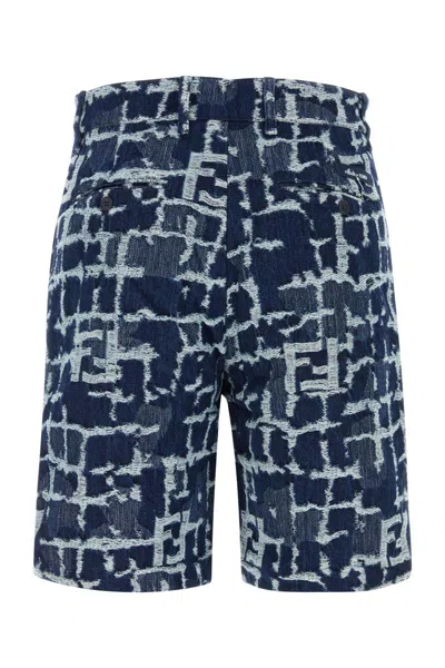 Shop Fendi Shorts In Bluedenim