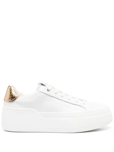 Shop Ferragamo Platform Leather Sneakers In White