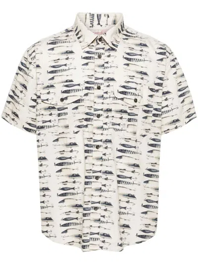 Shop Filson Washed Feather Cloth Shirt In White