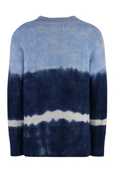 Shop Isabel Marant Henley Cotton Blend Crew-neck Sweater In Blue