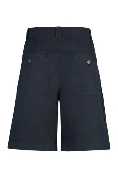 Shop Isabel Marant Kilano Cotton And Linen Bermuda-shorts In Blue