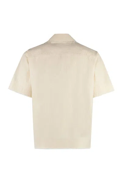 Shop Jacquemus Short-sleeved Artichaut Shirt In Cotton In Panna