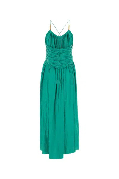 Lanvin Cross Back Strap Long Dress In Jade