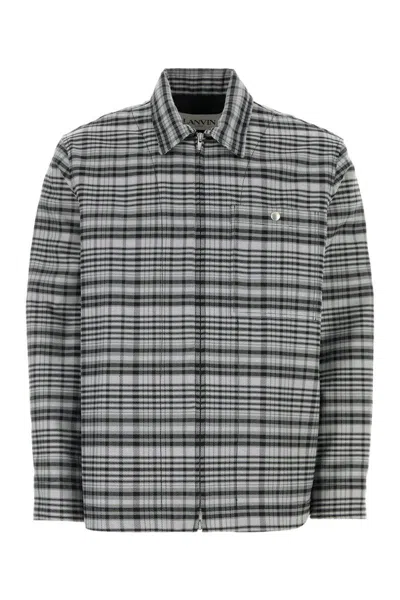 Lanvin Tartan Overshirt Jacket In Grey