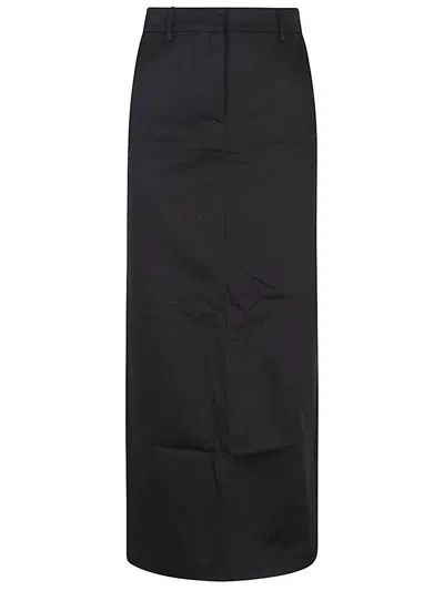 Shop Liviana Conti Cotton Long Pencil Skirt In Black