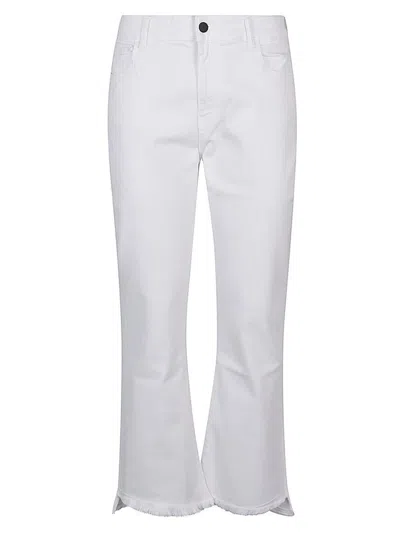 Shop Liviana Conti Flared Denim Cropped Jeans In White