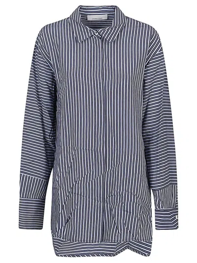 Shop Liviana Conti Oversized Striped Shirt In Blue