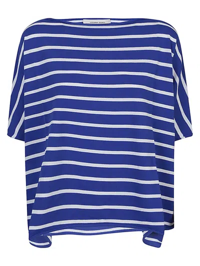 Shop Liviana Conti Striped Boat Neck Sweater In Blue