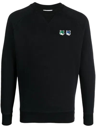 Shop Maison Kitsuné Logo Sweatshirt In Black