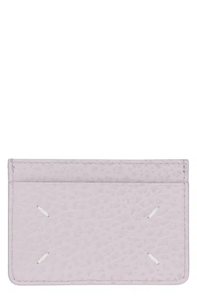 Shop Maison Margiela Leather Card Holder In Lilac