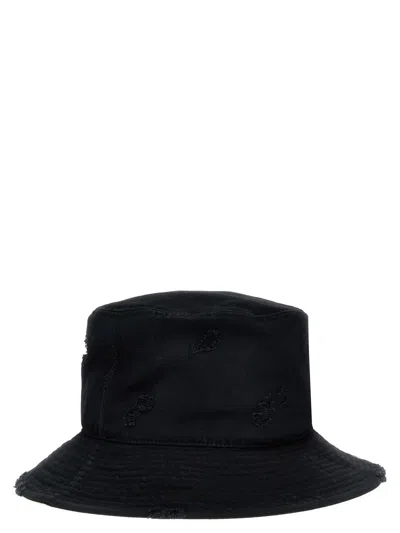 Shop Miharayasuhiro Maison Mihara Yasuhiro Distressed Effect Bucket Hat In Black