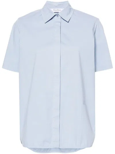 Shop Max Mara Cotton Shirt In Clear Blue