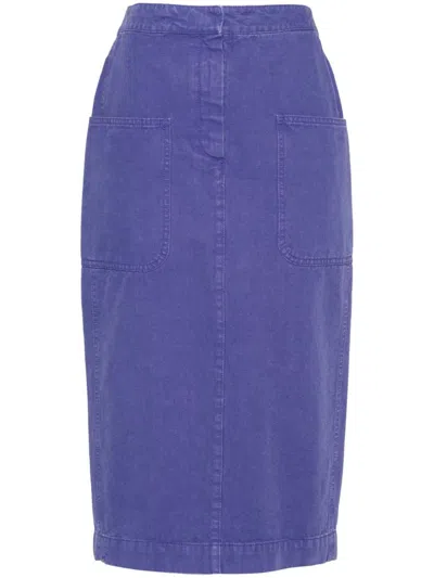 Shop Max Mara Cotton Midi Skirt In Purple