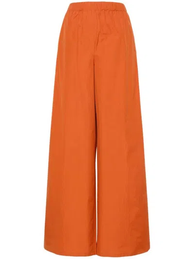 Shop Max Mara Wide-leg Cotton Trousers In Brown