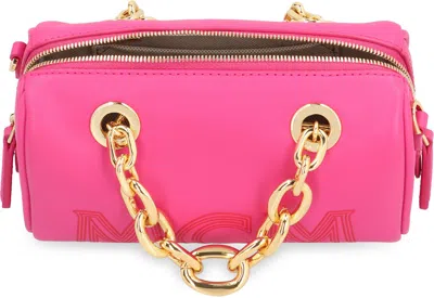 Shop Mcm Leather Mini Handbag In Fuchsia