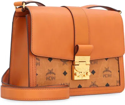 Shop Mcm Tracy Leather Crossbody Bag In Saddle Brown