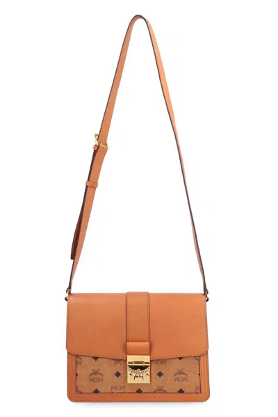 Shop Mcm Tracy Leather Crossbody Bag In Saddle Brown