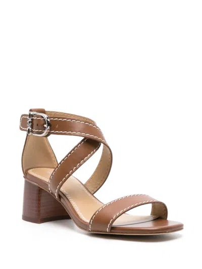 Shop Michael Kors Ashton Leather Sandals In Leather Brown
