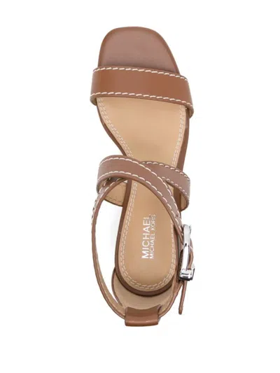 Shop Michael Kors Ashton Leather Sandals In Leather Brown