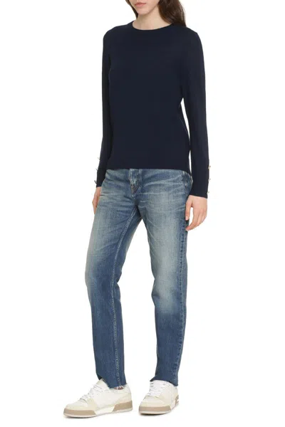 Shop Michael Kors Wool Crew-neck Sweater In Blue