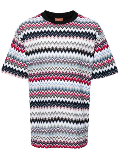 Shop Missoni Zigzag Pattern Cotton T-shirt In Red