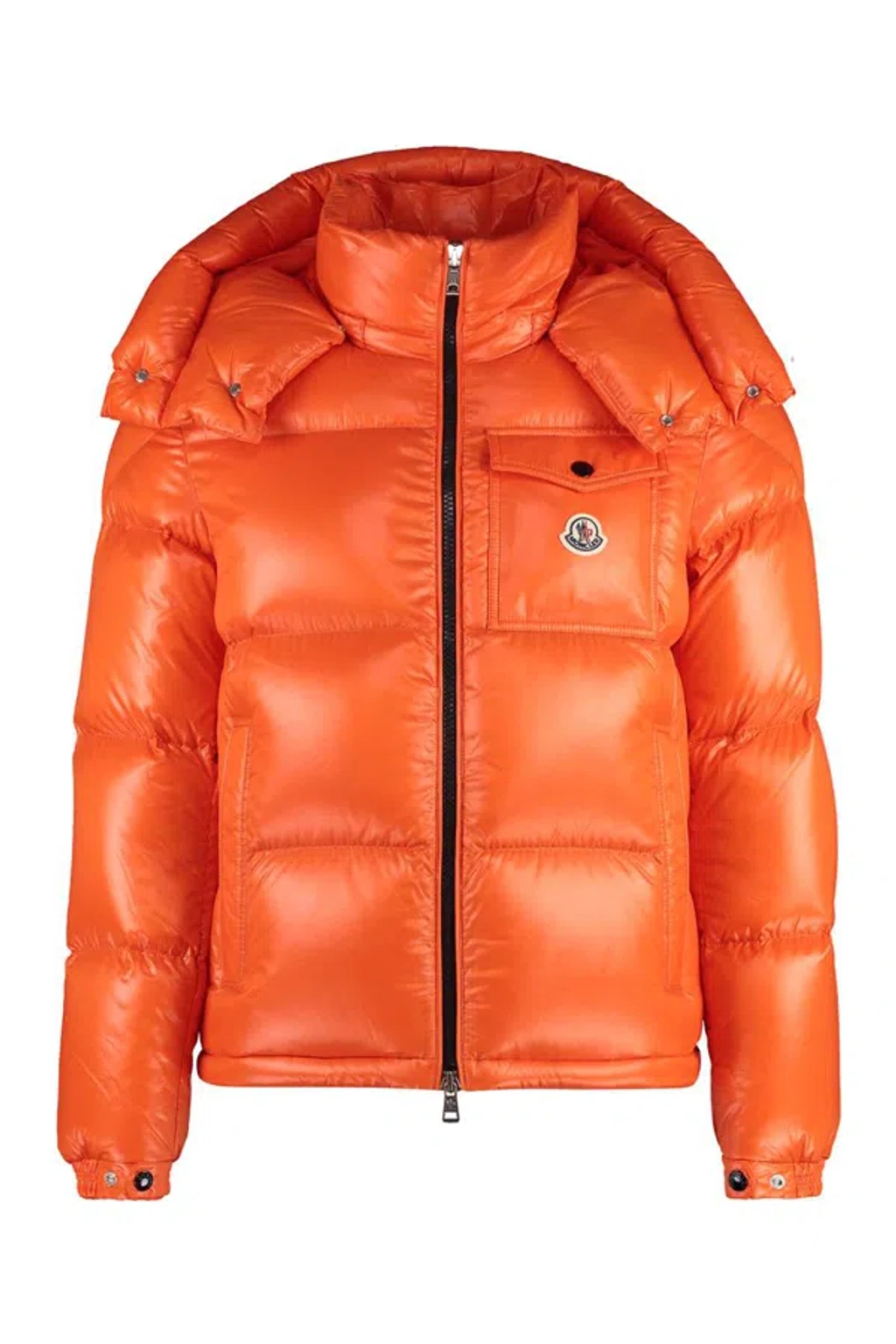 Moncler Orange Montbeliard Hooded Puffer Jacket In Vibrant Orange ModeSens