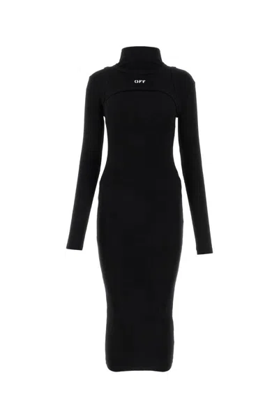 Shop Off-white Off White Dress In Blackwhit