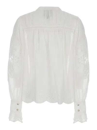 Shop Farm Rio White Blouse With Flared Sleeves In Techno Fabric Woman