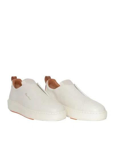 Shop Santoni Sneaker In Bianco