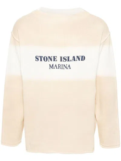 Shop Stone Island Marina Cotton Sweater In Beige