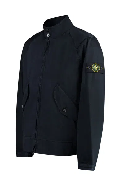 Shop Stone Island Zippered Cotton Jacket In Blue