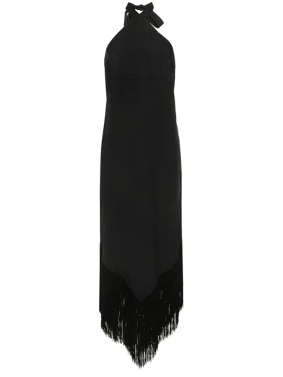Shop Taller Marmo Nina Fringed Long Dress In Black