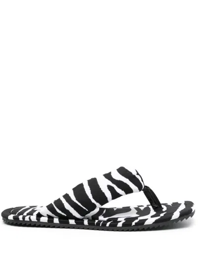 Shop Attico The  Indie Zebra Print Flat Thongs In Black