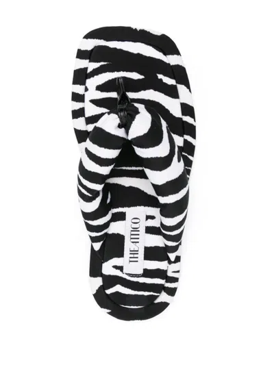 Shop Attico The  Indie Zebra Print Flat Thongs In Black