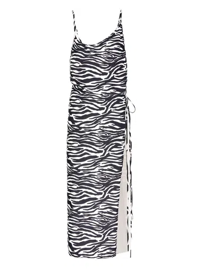 Shop Attico The  Zebra Print Mini Dress In Black