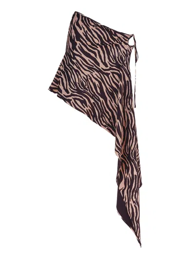 Shop Attico The  Zebra Print Mini Skirt In Brown